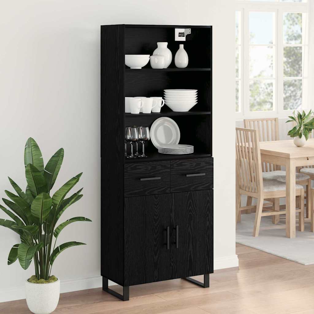 vidaXL Highboard Μαύρη Οξυά 69,5 x 34 x 180 εκ. Επεξεργασμένο ξύλο