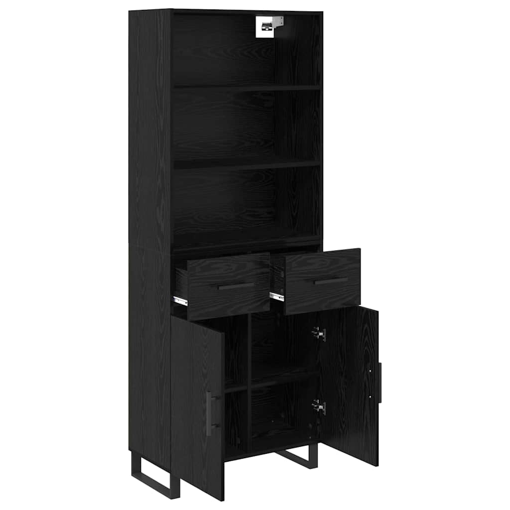 vidaXL Highboard Μαύρη Οξυά 69,5 x 34 x 180 εκ. Επεξεργασμένο ξύλο