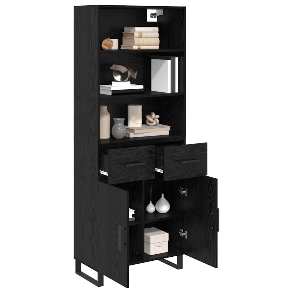 vidaXL Highboard Μαύρη Οξυά 69,5 x 34 x 180 εκ. Επεξεργασμένο ξύλο