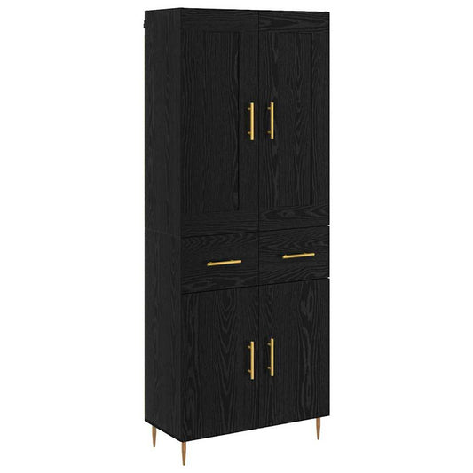 Highboard Μαύρη Οξυά 69,5 x 34 x 180 εκ. Επεξεργασμένο ξύλο