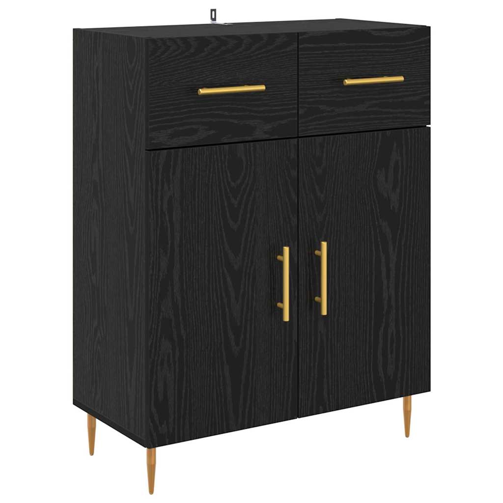 Highboard Μαύρη Οξυά 69,5 x 34 x 180 εκ. Επεξεργασμένο ξύλο