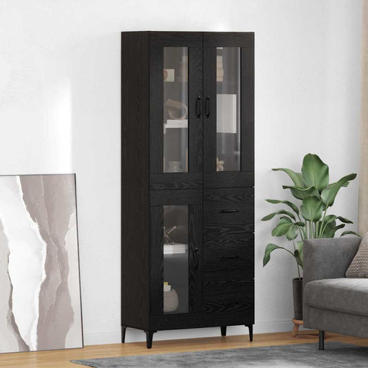 vidaXL Highboard Μαύρη Οξυά 69,5 x 34 x 180 εκ. Επεξεργασμένο ξύλο