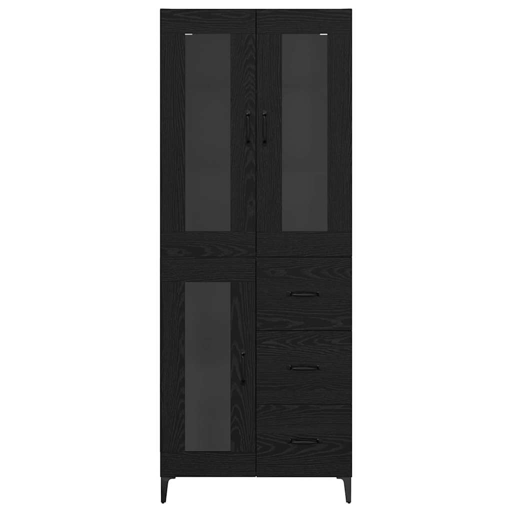 vidaXL Highboard Μαύρη Οξυά 69,5 x 34 x 180 εκ. Επεξεργασμένο ξύλο