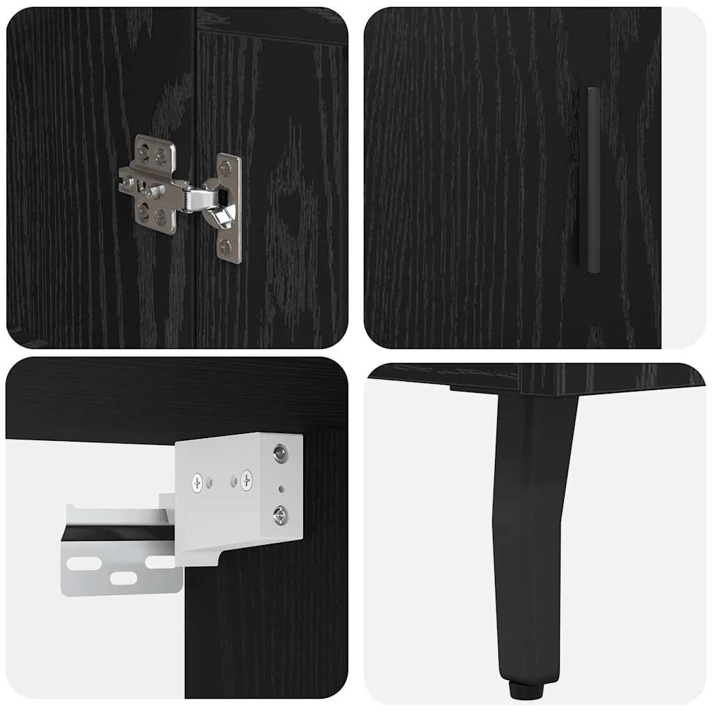 vidaXL Highboard 2 pcs Μαύρη Οξυά Σύνθετο Ξύλο και Γυαλί