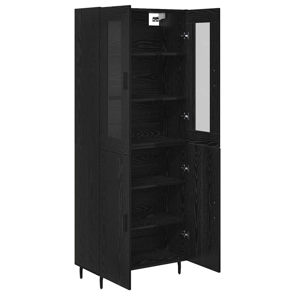 vidaXL Highboard 2 pcs Μαύρη Οξυά Σύνθετο Ξύλο και Γυαλί