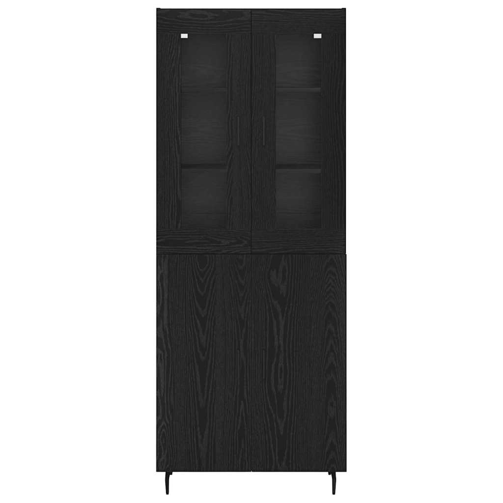 vidaXL Highboard 2 pcs Μαύρη Οξυά Σύνθετο Ξύλο και Γυαλί