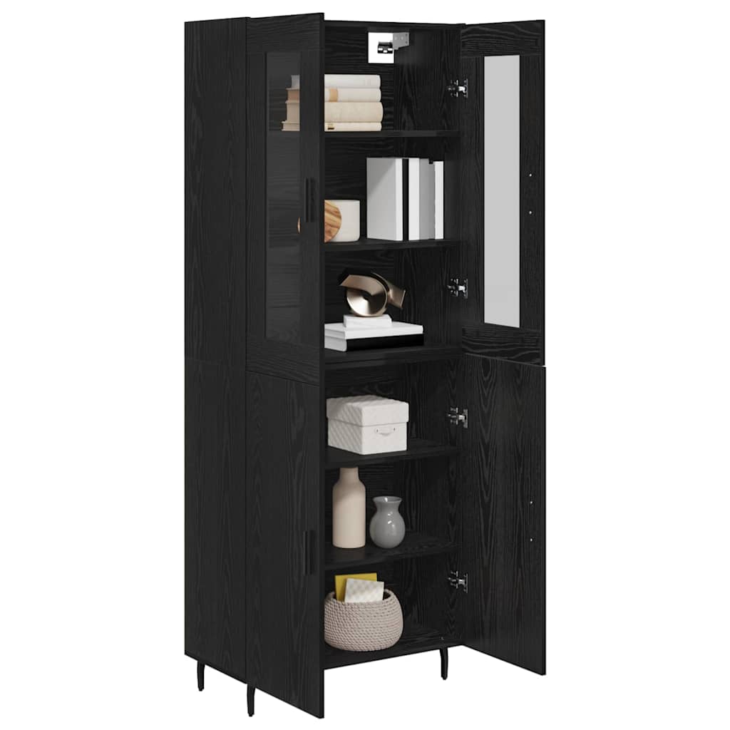 vidaXL Highboard 2 pcs Μαύρη Οξυά Σύνθετο Ξύλο και Γυαλί