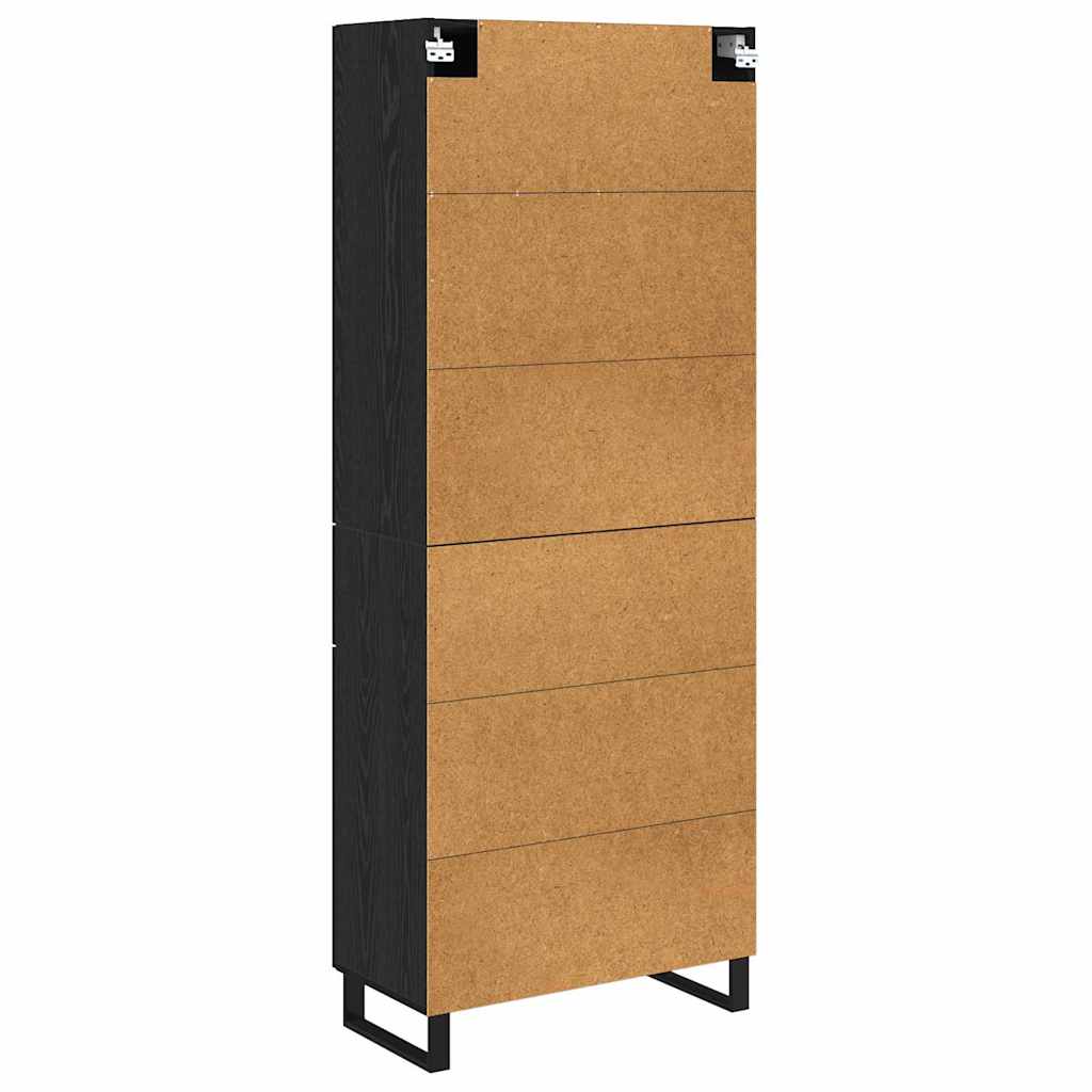 vidaXL Highboard με συρτάρι 2 pcs Μαύρη Οξυά Σύνθετο Ξύλο και Γυαλί