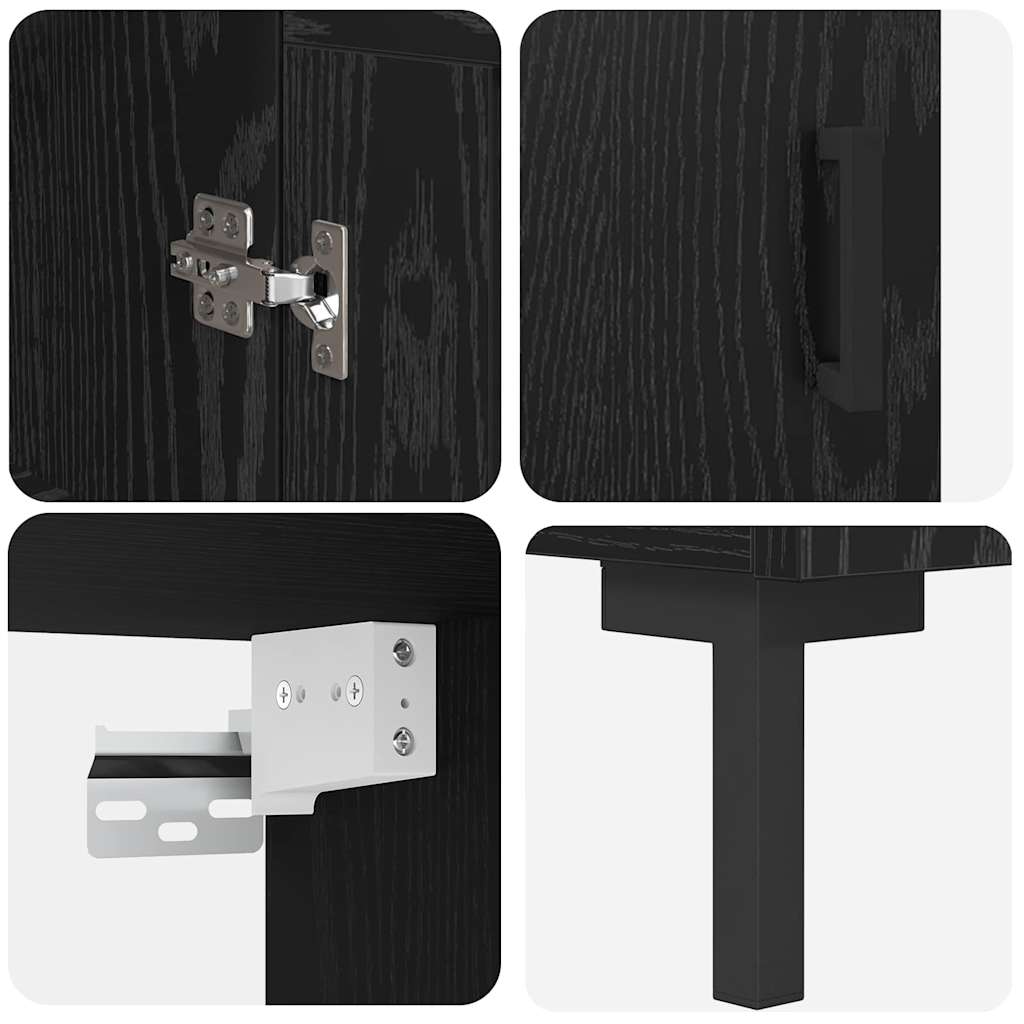 vidaXL Highboard Μαύρη Οξυά 69,5 x 34 x 180 εκ. Επεξεργασμένο ξύλο