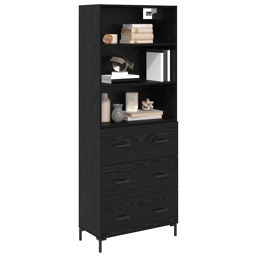 vidaXL Highboard Μαύρη Οξυά 69,5 x 34 x 180 εκ. Επεξεργασμένο ξύλο