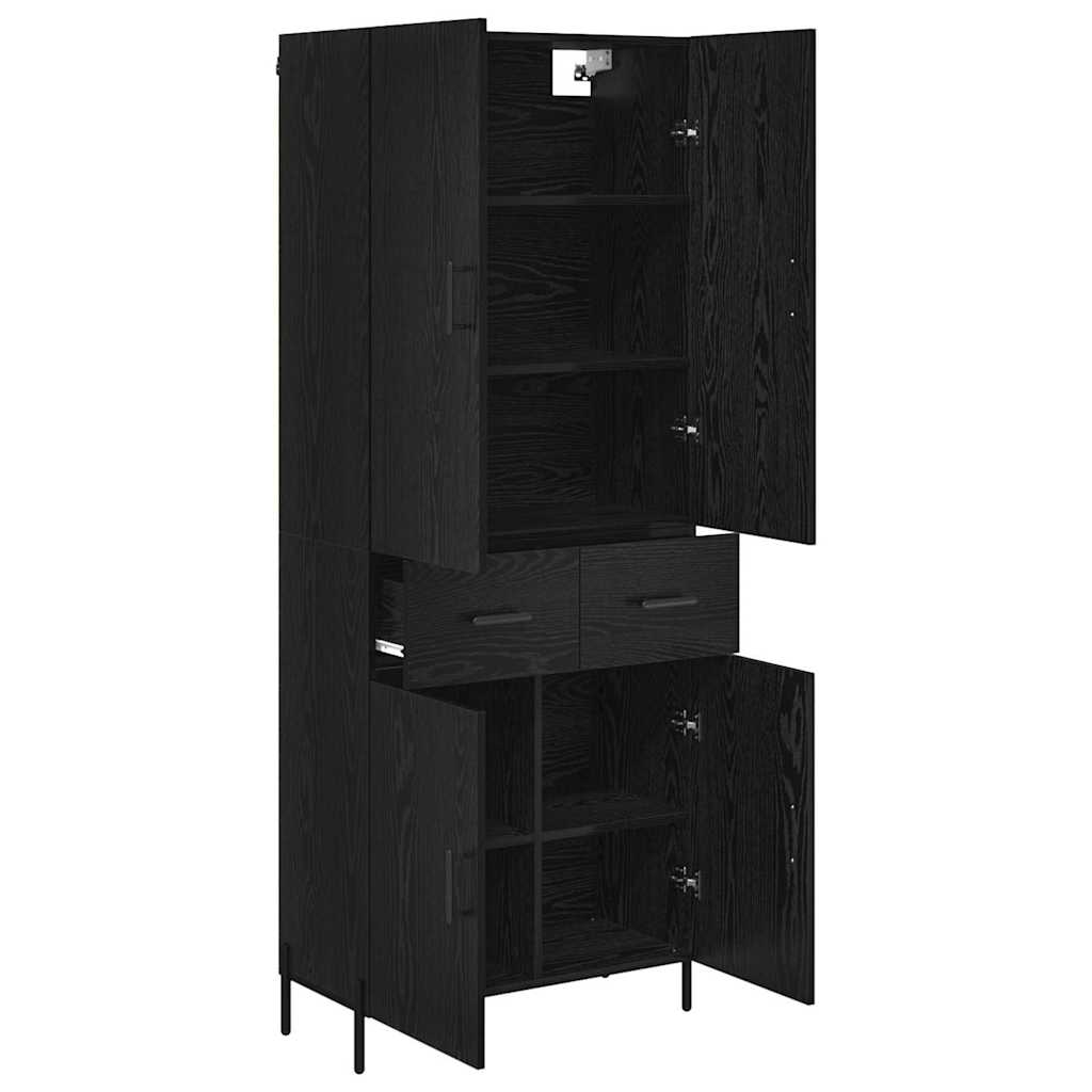 vidaXL Highboard Μαύρη Οξυά 69,5 x 34 x 180 εκ. Επεξεργασμένο ξύλο