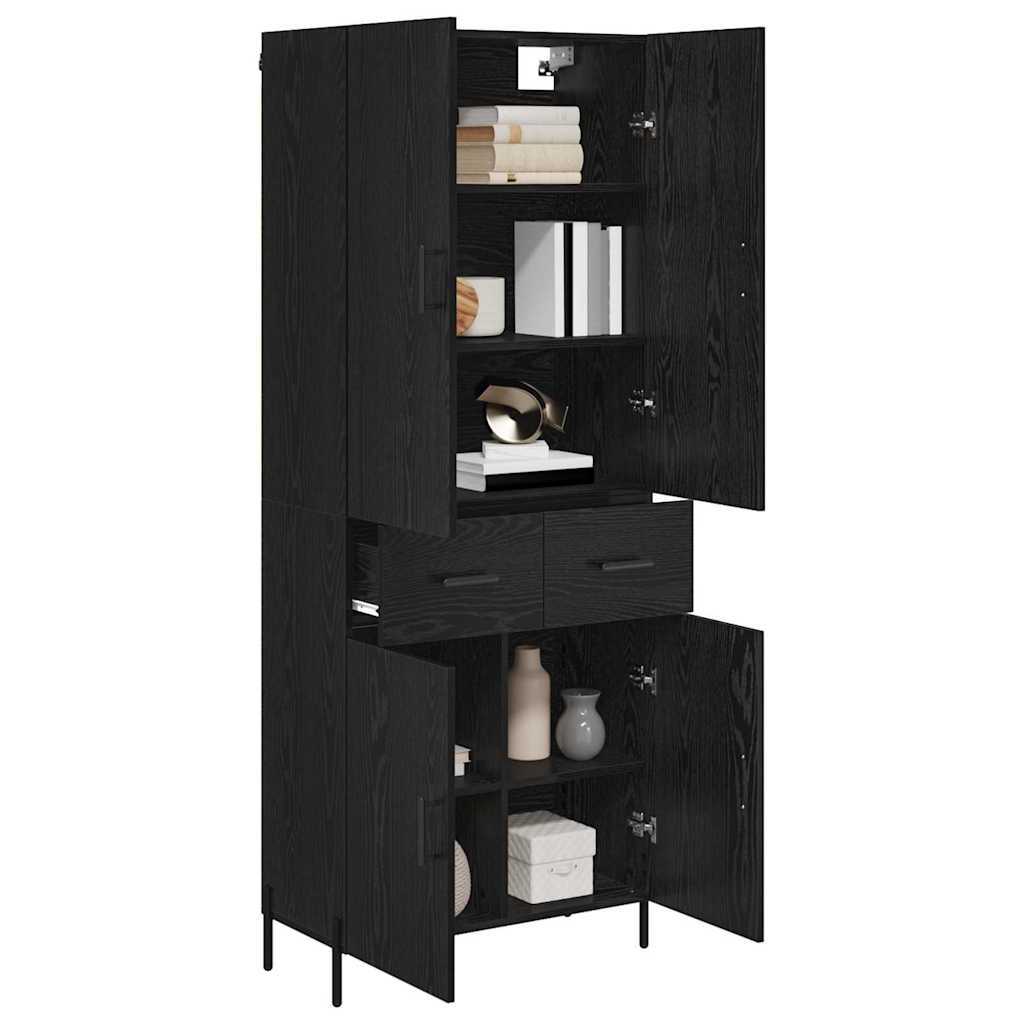 vidaXL Highboard Μαύρη Οξυά 69,5 x 34 x 180 εκ. Επεξεργασμένο ξύλο
