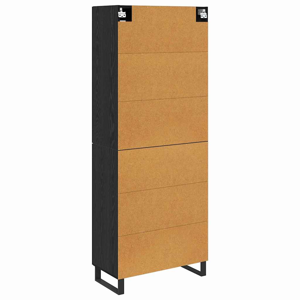 vidaXL Highboard 2 pcs Μαύρη Οξυά Σύνθετο Ξύλο και Γυαλί