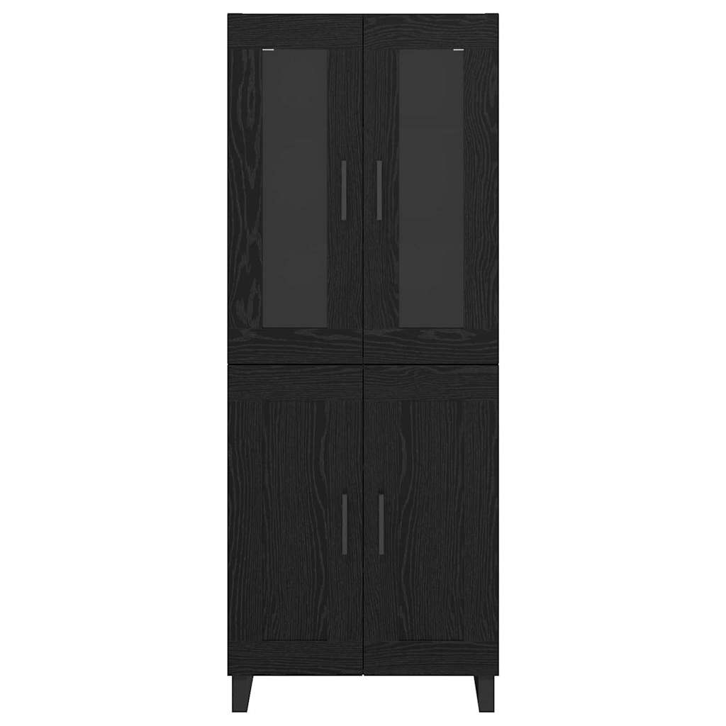 vidaXL Highboard 2 pcs Μαύρη Οξυά Σύνθετο Ξύλο και Γυαλί