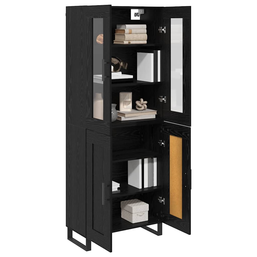 vidaXL Highboard 2 pcs Μαύρη Οξυά Σύνθετο Ξύλο και Γυαλί