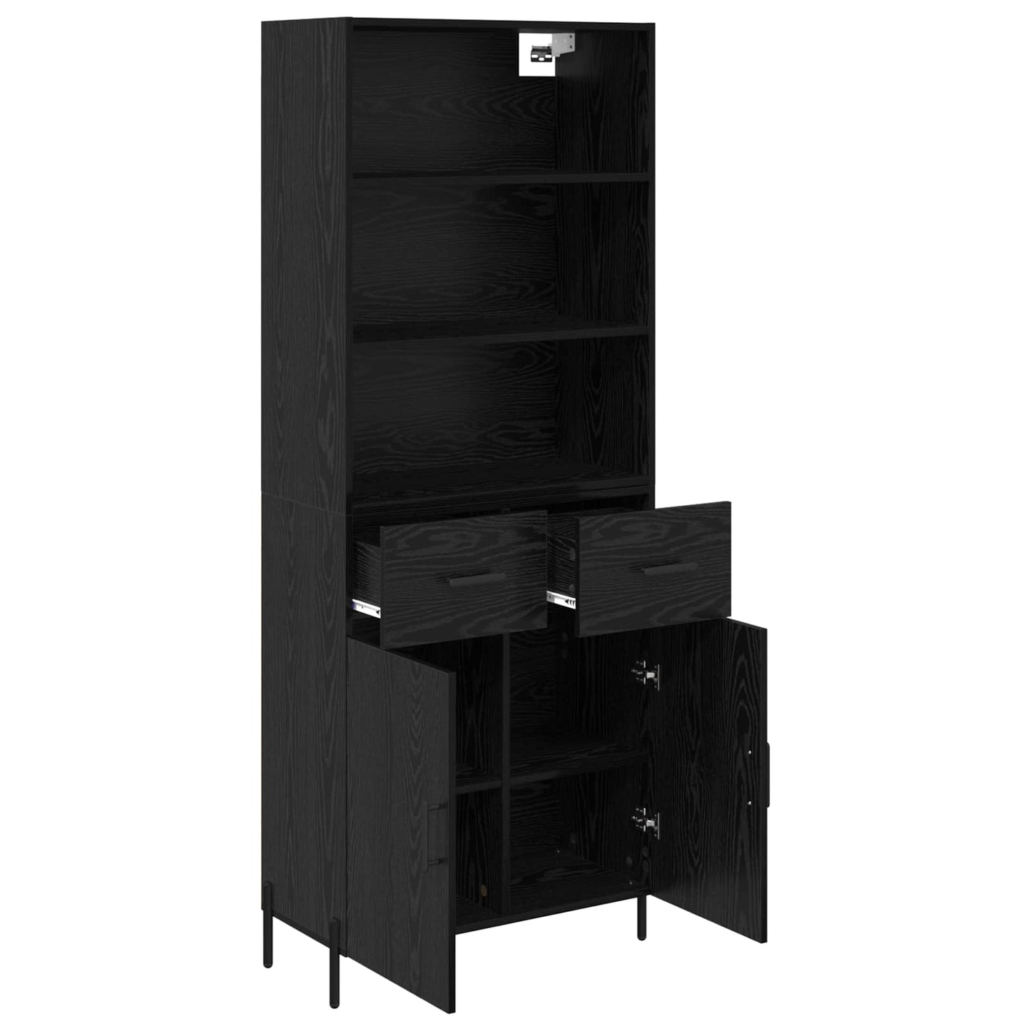 vidaXL Highboard Μαύρη δρυς 69,5 x 34 x 180 εκ. Επεξεργασμένο ξύλο