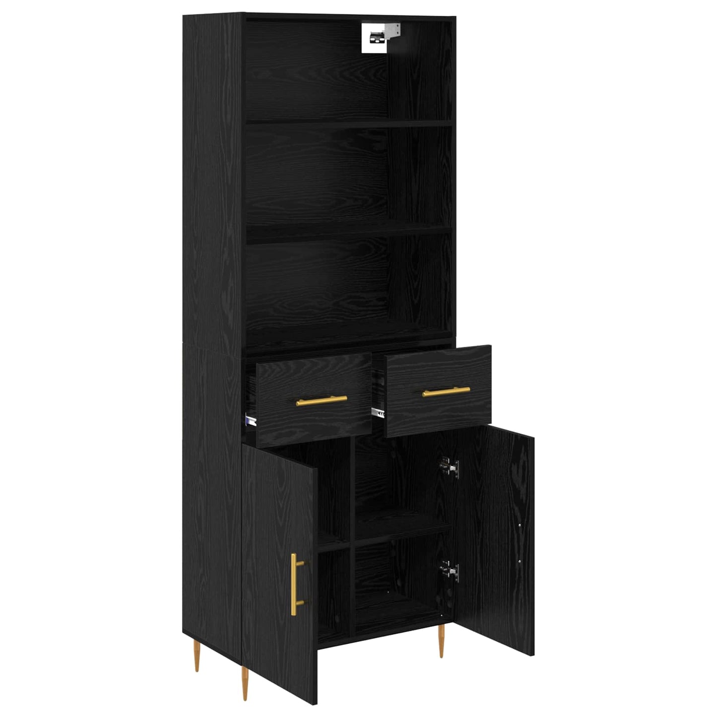 vidaXL Highboard Μαύρη Οξυά 69,5 x 34 x 180 εκ. Επεξεργασμένο ξύλο