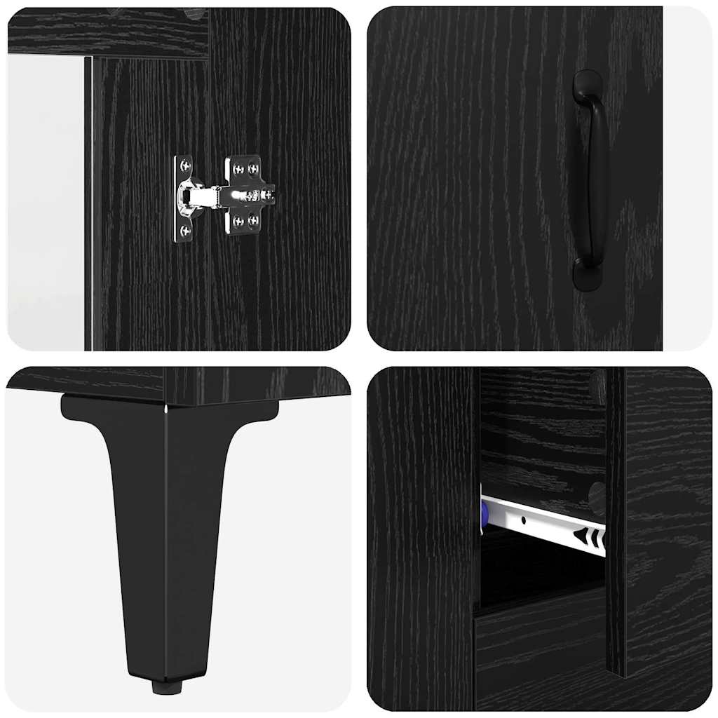 vidaXL Highboard Μαύρη Οξυά 69,5 x 34 x 180 εκ. Επεξεργασμένο ξύλο