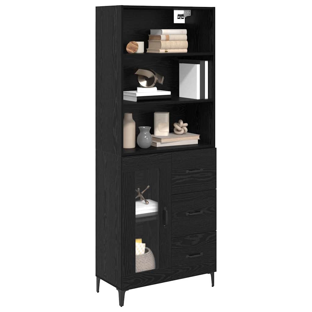 vidaXL Highboard Μαύρη Οξυά 69,5 x 34 x 180 εκ. Επεξεργασμένο ξύλο