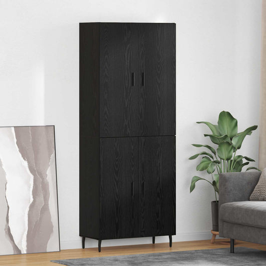vidaXL Highboard 2 pcs Μαύρη δρυς Σύνθετο Ξύλο και Γυαλί