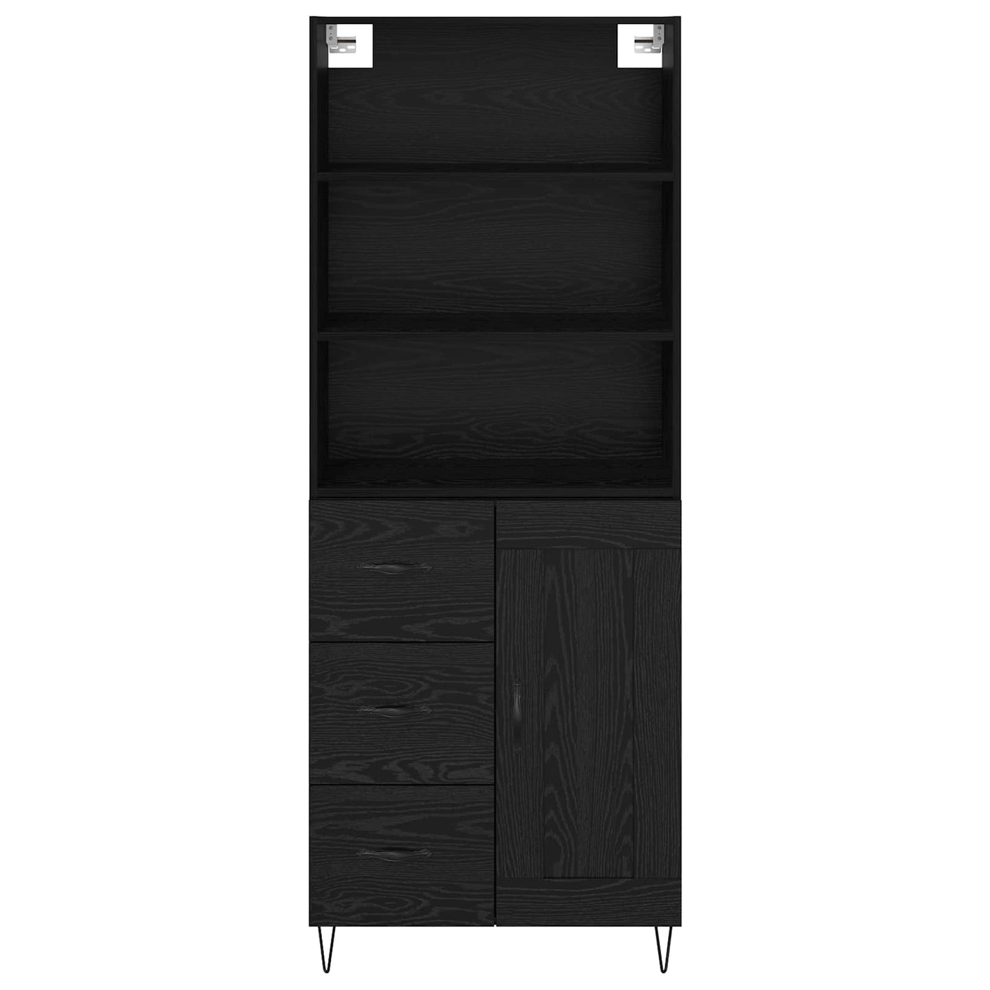 vidaXL Highboard με συρτάρι 2 pcs Μαύρη Οξυά Επεξεργασμένο ξύλο