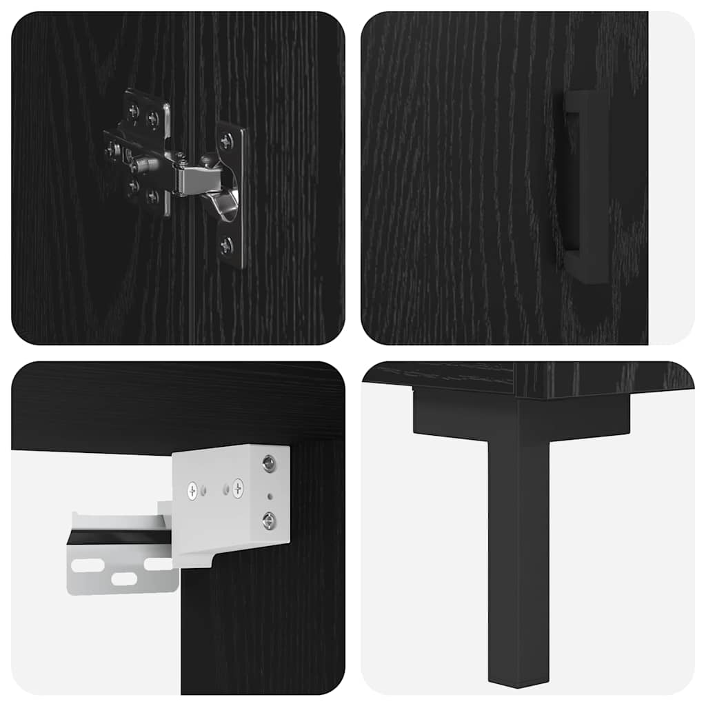 vidaXL Highboard 2 pcs Μαύρη Οξυά Επεξεργασμένο ξύλο