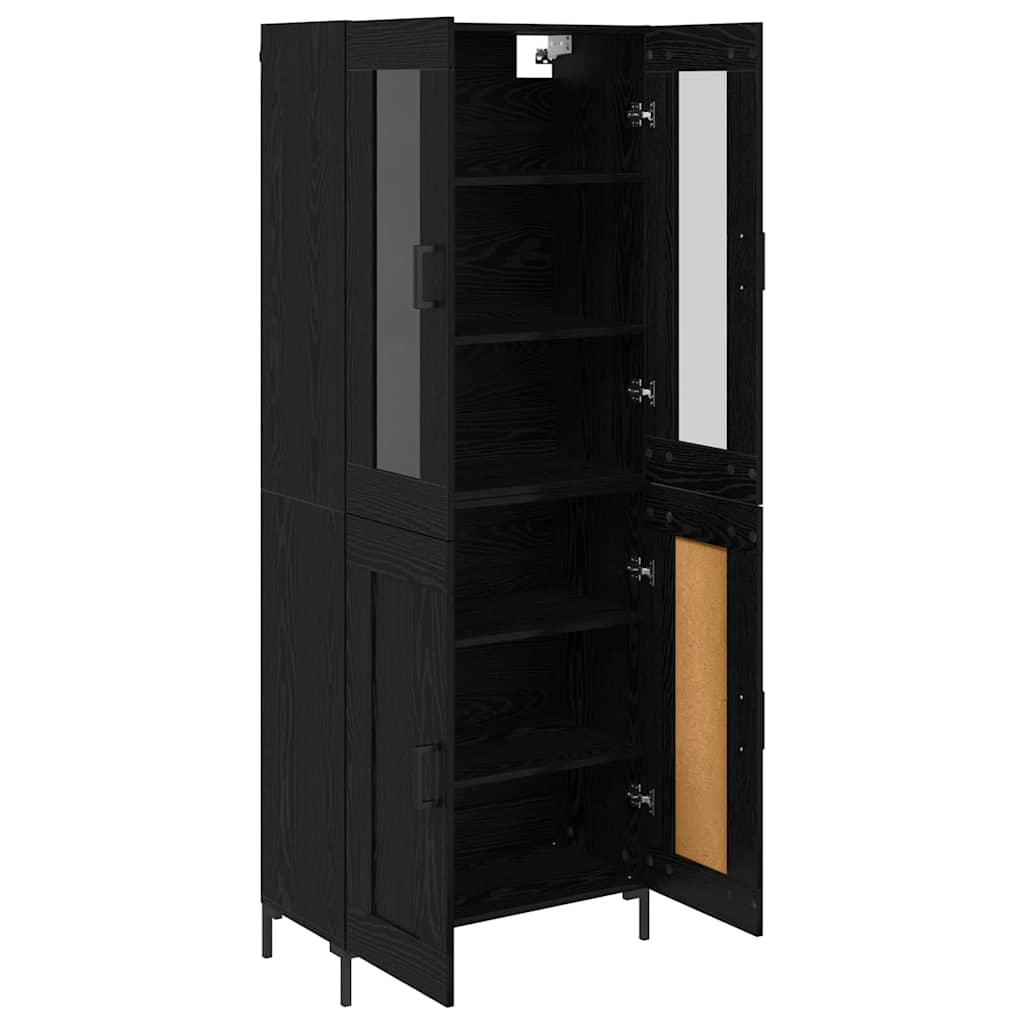 vidaXL Highboard 2 pcs Μαύρη Οξυά Επεξεργασμένο ξύλο