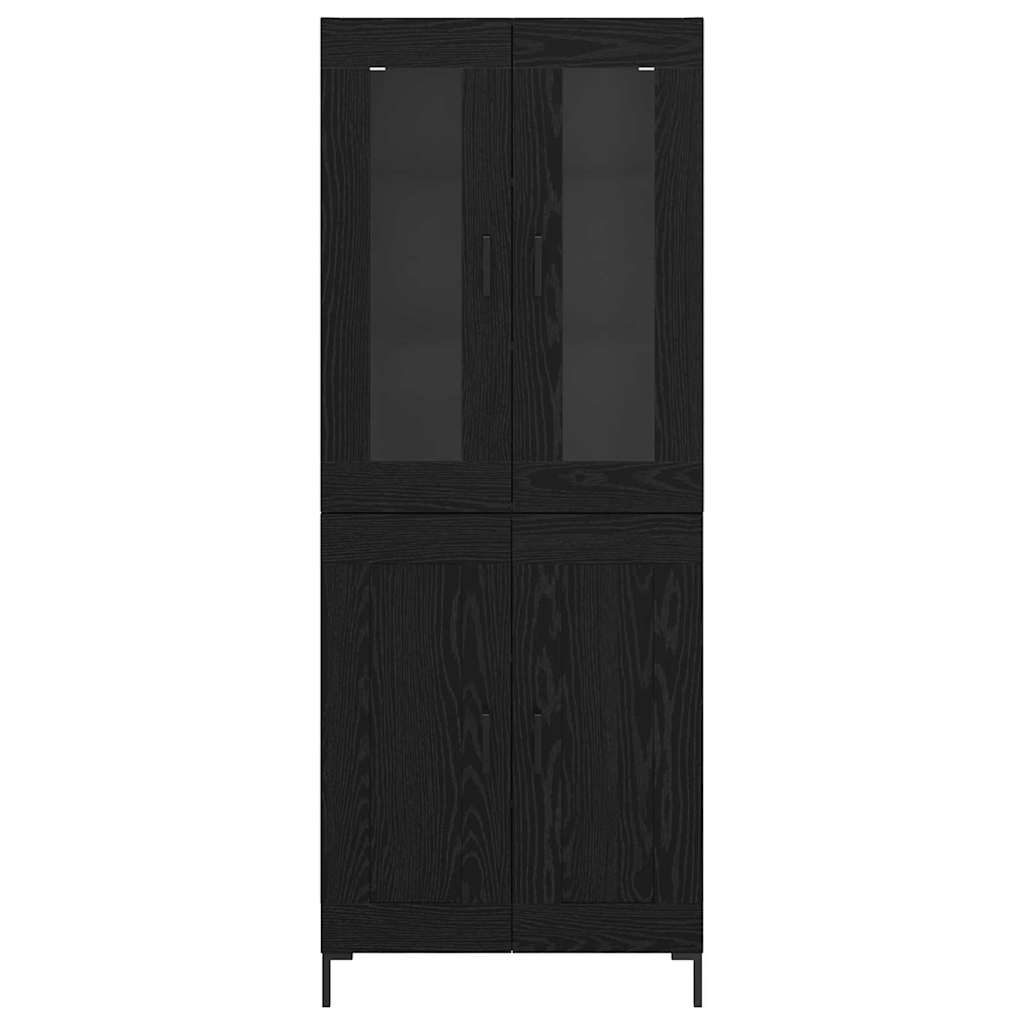 vidaXL Highboard 2 pcs Μαύρη Οξυά Επεξεργασμένο ξύλο
