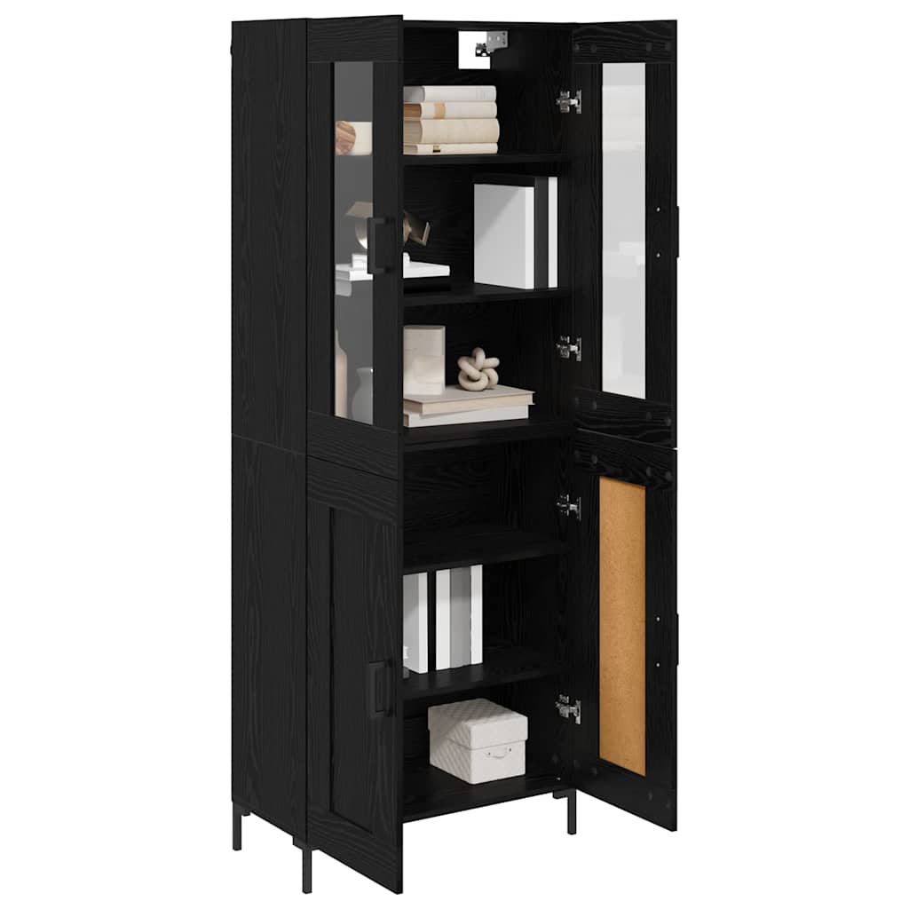 vidaXL Highboard 2 pcs Μαύρη Οξυά Επεξεργασμένο ξύλο