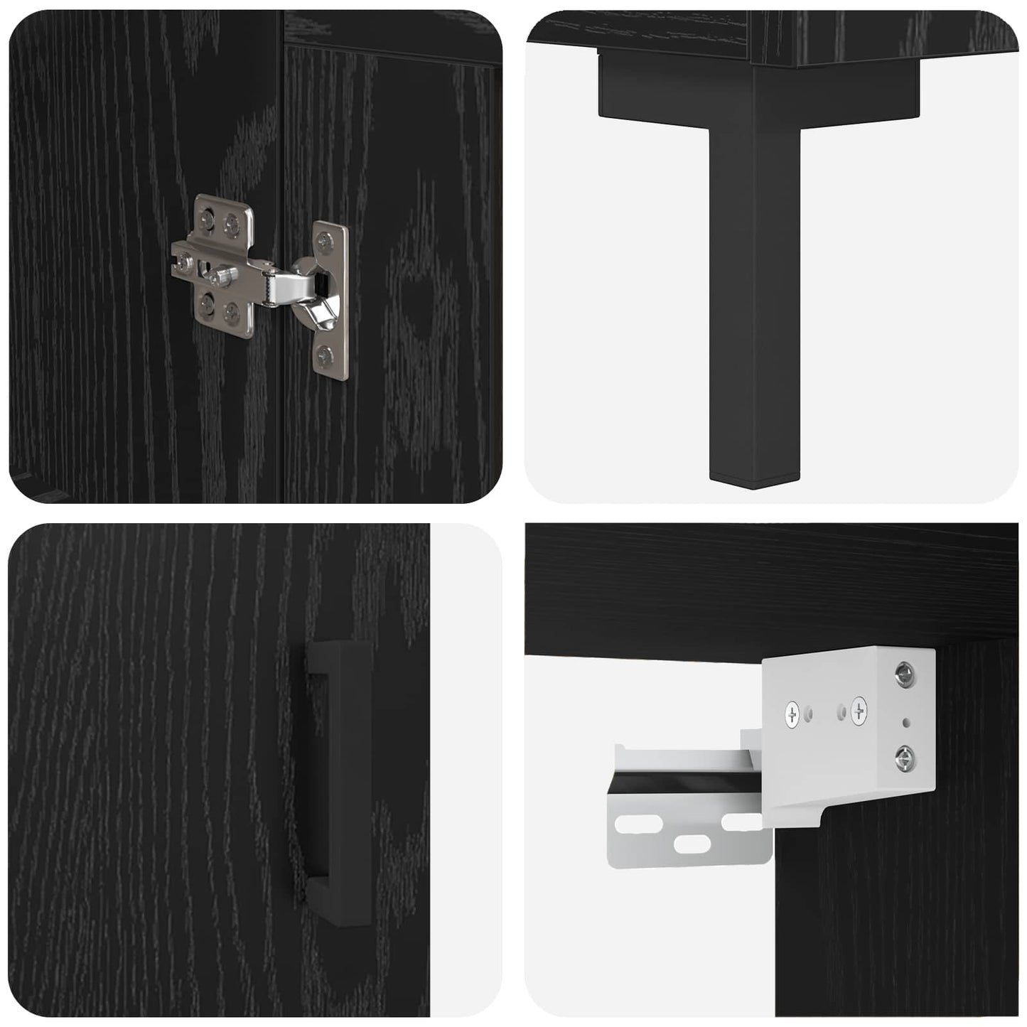 vidaXL Highboard 2 pcs Μαύρη Οξυά Επεξεργασμένο ξύλο