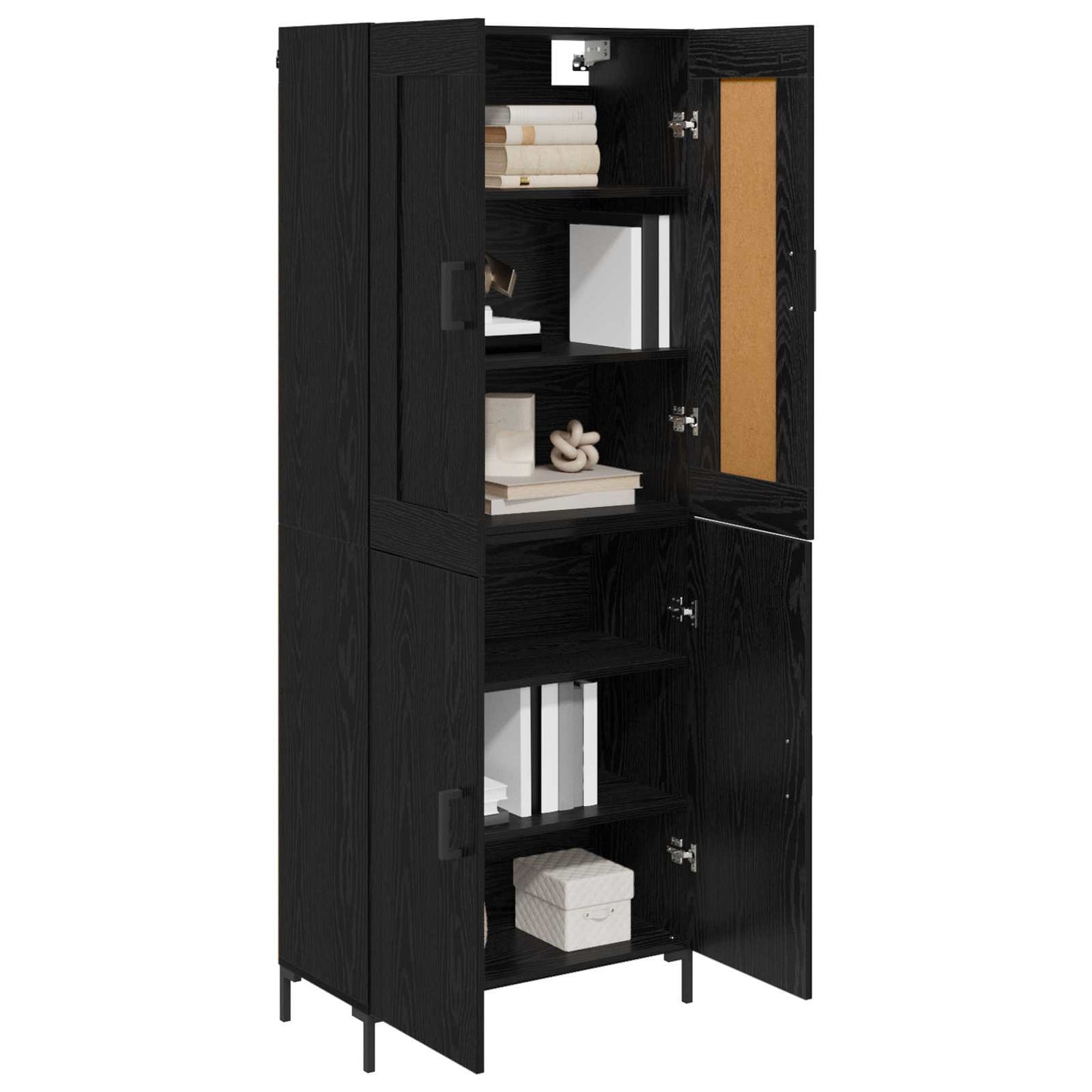 vidaXL Highboard 2 pcs Μαύρη Οξυά Επεξεργασμένο ξύλο