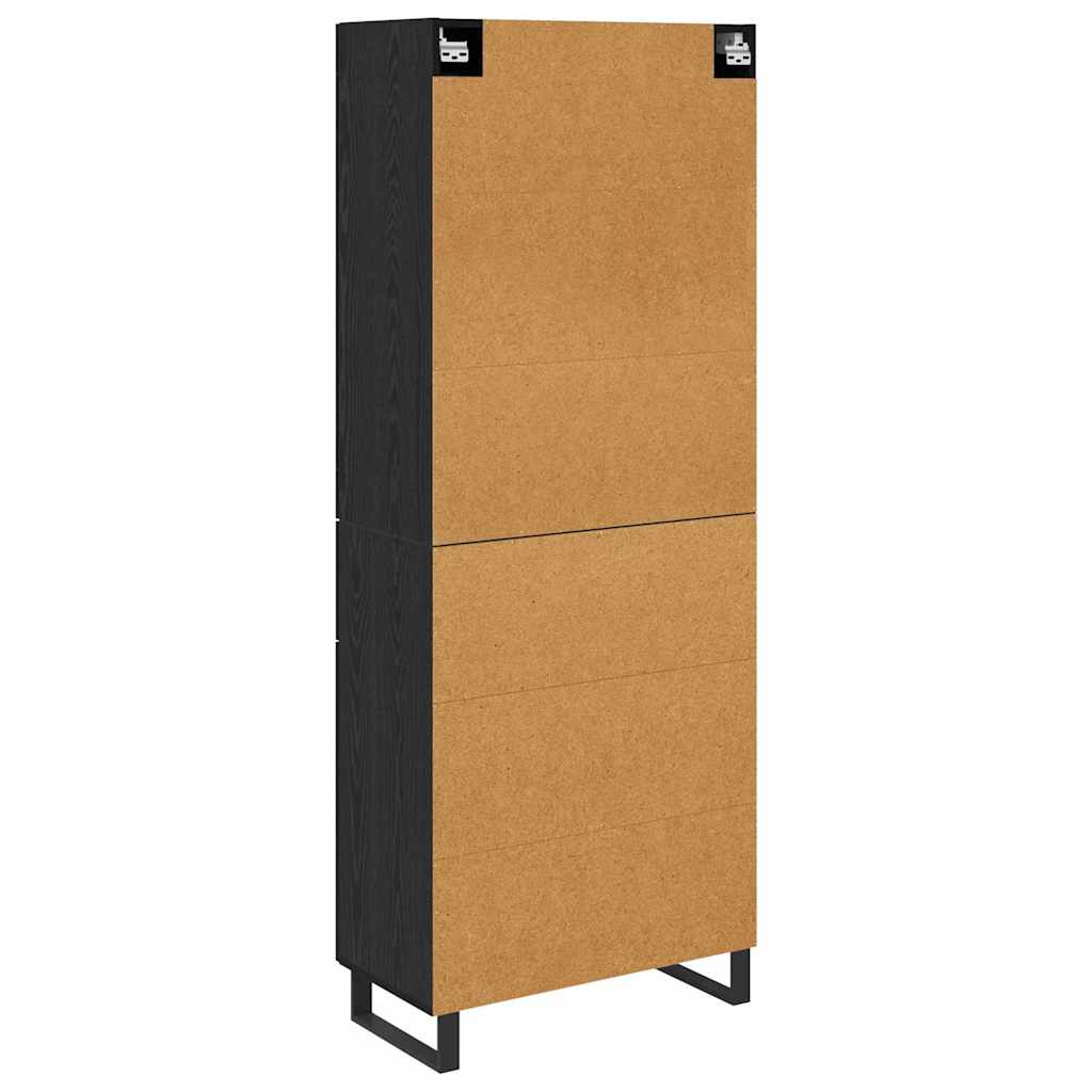 vidaXL Highboard Μαύρη Οξυά 69,5 x 34 x 180 εκ. Επεξεργασμένο ξύλο