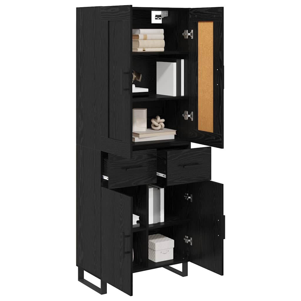 vidaXL Highboard Μαύρη Οξυά 69,5 x 34 x 180 εκ. Επεξεργασμένο ξύλο