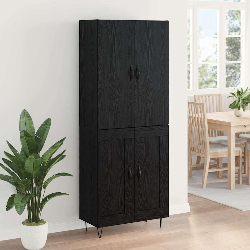 vidaXL Highboard 2 pcs Μαύρη Οξυά Μηχανική ξυλεία και γυαλί