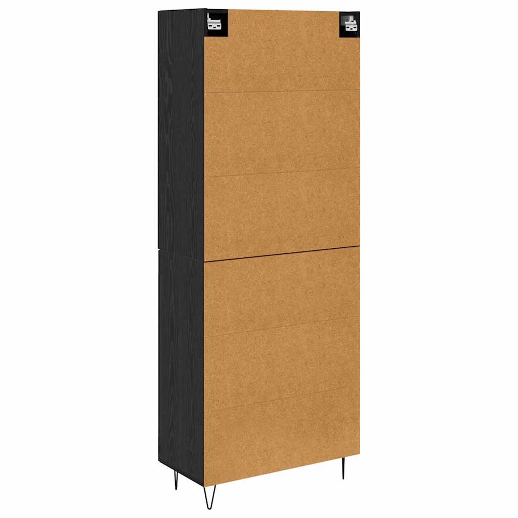 vidaXL Highboard 2 pcs Μαύρη Οξυά Μηχανική ξυλεία και γυαλί