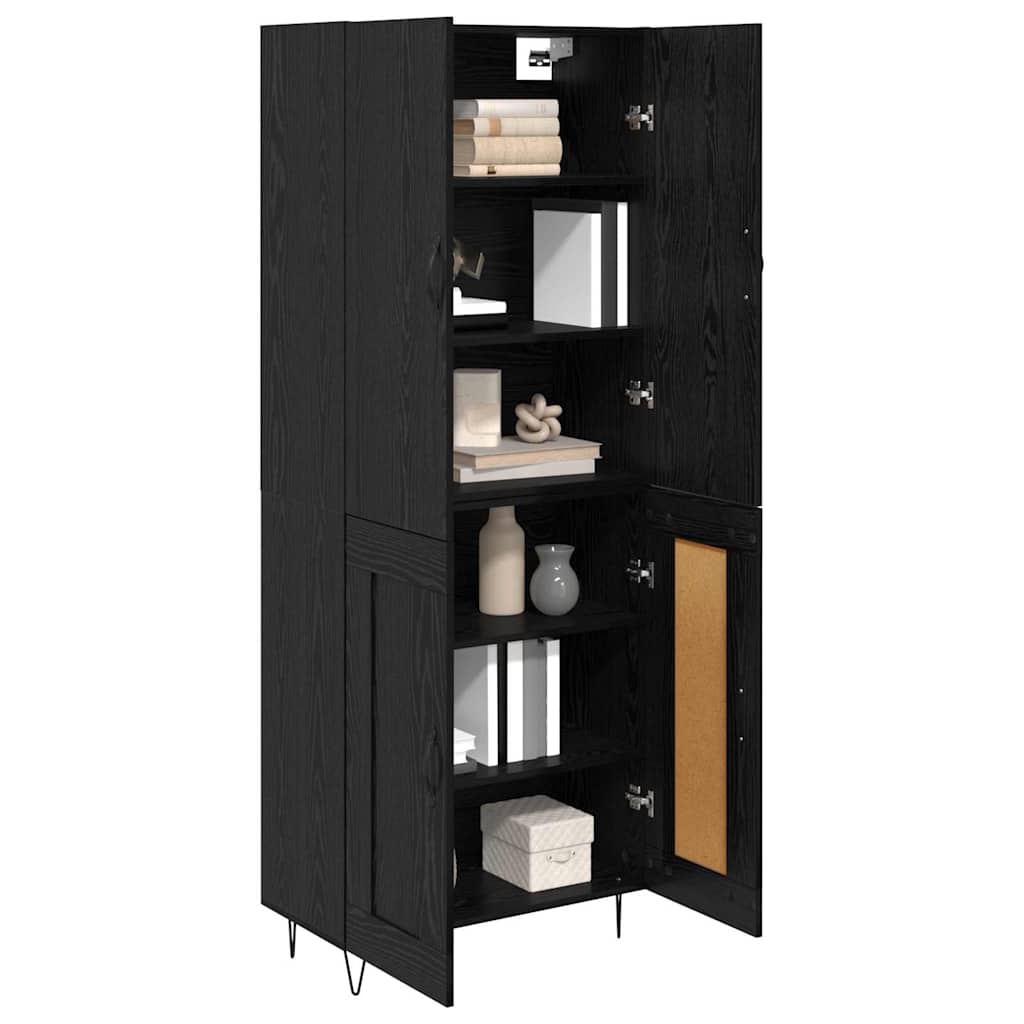 vidaXL Highboard 2 pcs Μαύρη Οξυά Μηχανική ξυλεία και γυαλί