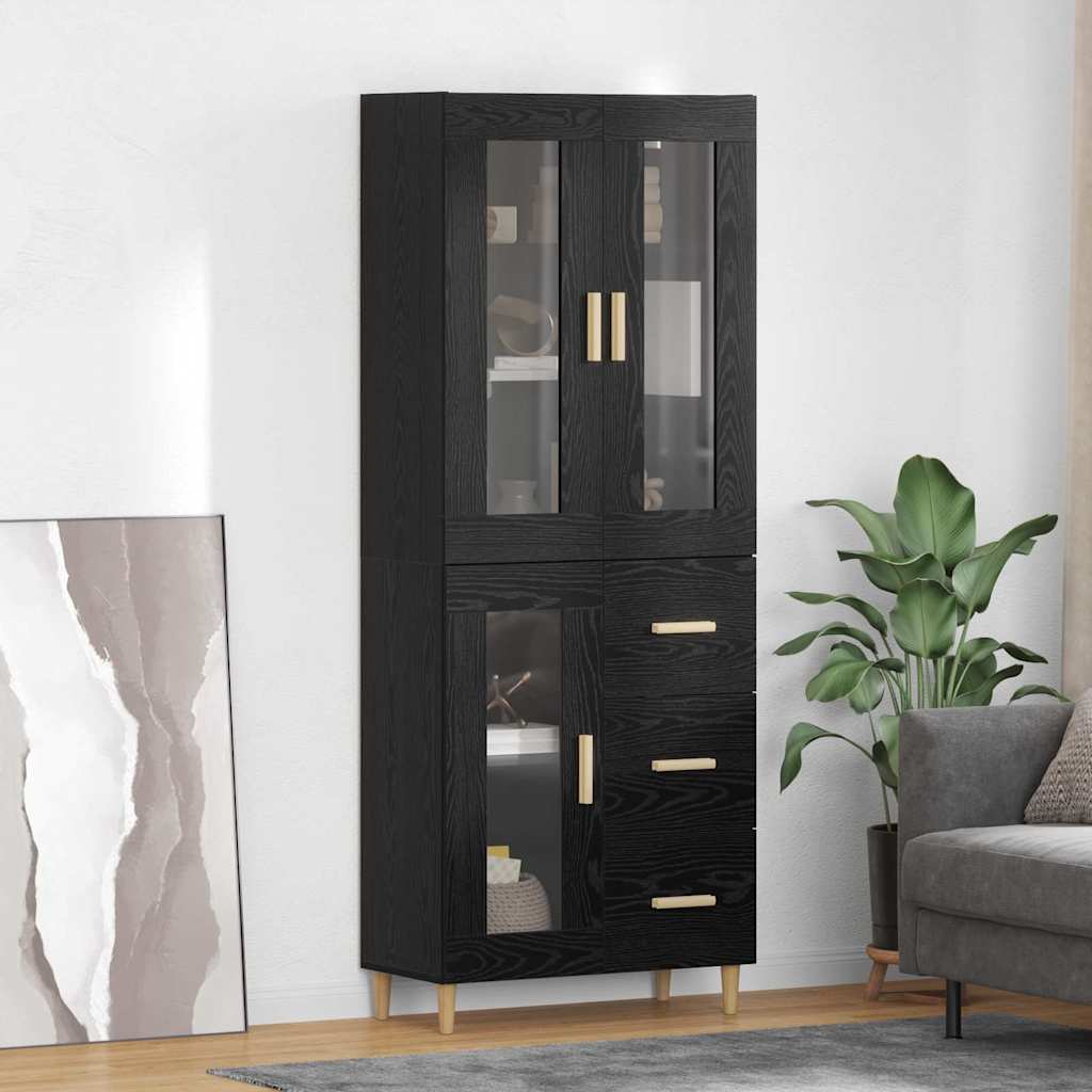 vidaXL Highboard Μαύρη Οξυά 69,5 x 34 x 180 εκ. Επεξεργασμένο ξύλο