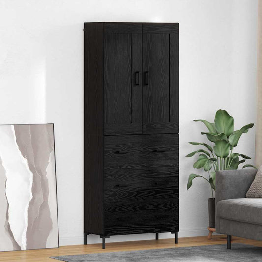 vidaXL Highboard με συρτάρι 2 pcs Μαύρη Οξυά Επεξεργασμένο ξύλο