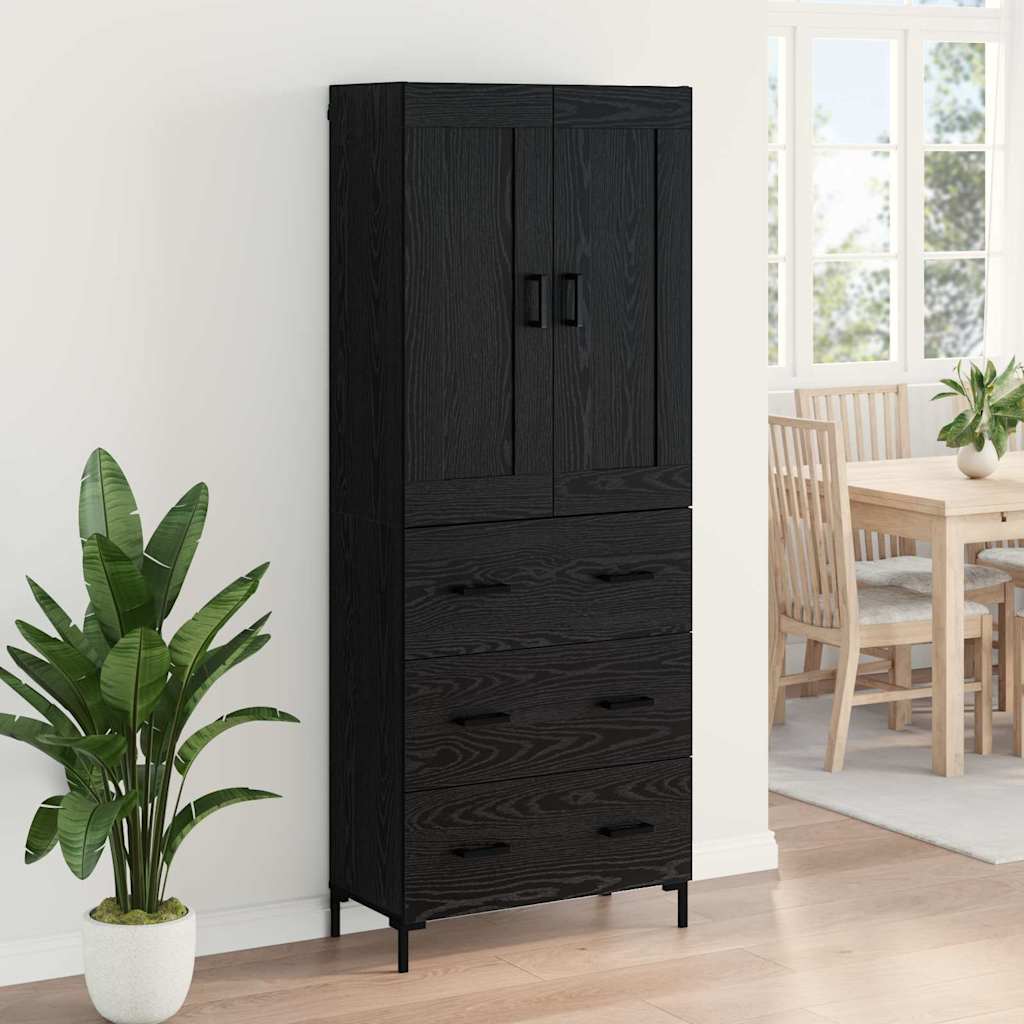 vidaXL Highboard με συρτάρι 2 pcs Μαύρη Οξυά Επεξεργασμένο ξύλο