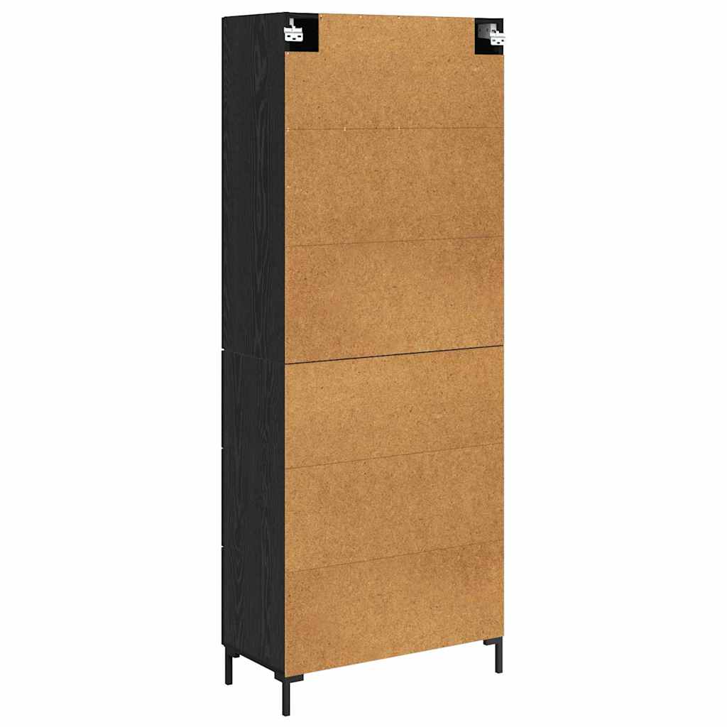 vidaXL Highboard με συρτάρι 2 pcs Μαύρη Οξυά Επεξεργασμένο ξύλο
