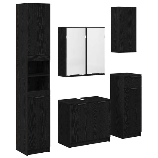 vidaXL Σετ Επίπλων Μπάνιου 5 τμχ. Μαύρη Οξυά 64,5 x 33,5 x 59 εκ.