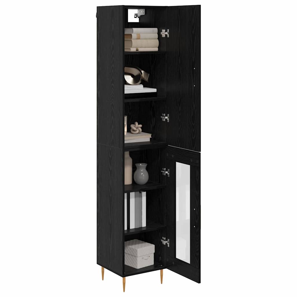 vidaXL Highboard 2 pcs Μαύρη Οξυά Επεξεργασμένο ξύλο