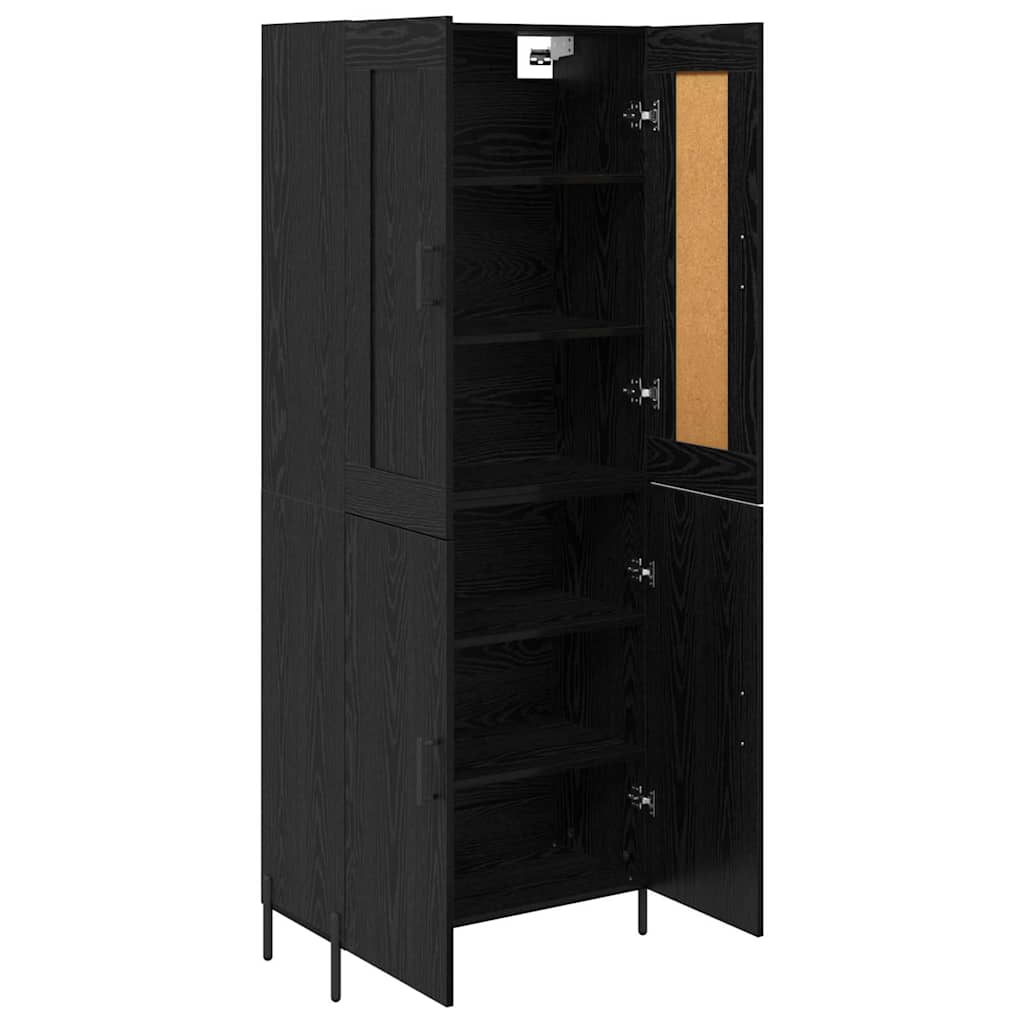 vidaXL Highboard 2 pcs Μαύρη Οξυά Επεξεργασμένο ξύλο
