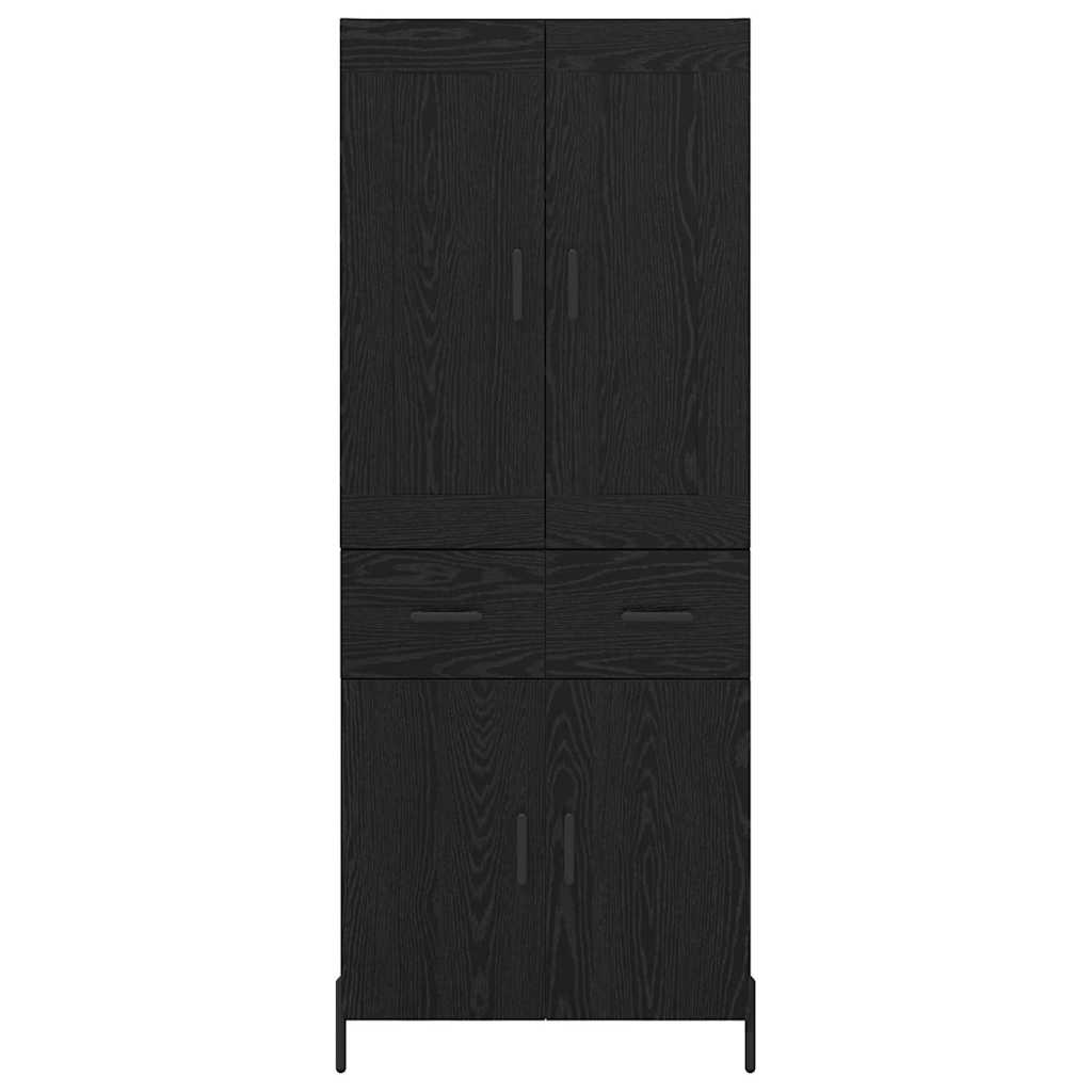 vidaXL Highboard με συρτάρι 2 pcs Μαύρη Οξυά Επεξεργασμένο ξύλο