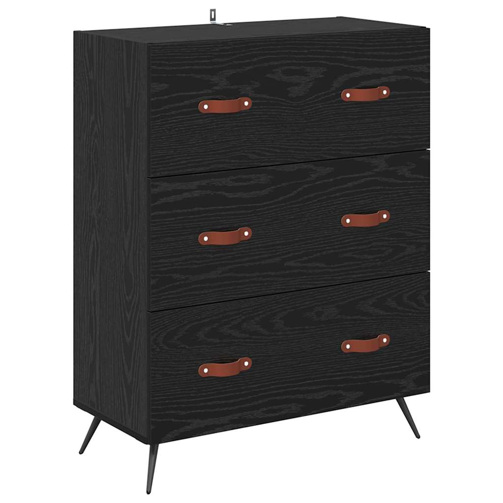 vidaXL Highboard Μαύρη δρυς 69,5 x 34 x 180 εκ. Επεξεργασμένο ξύλο