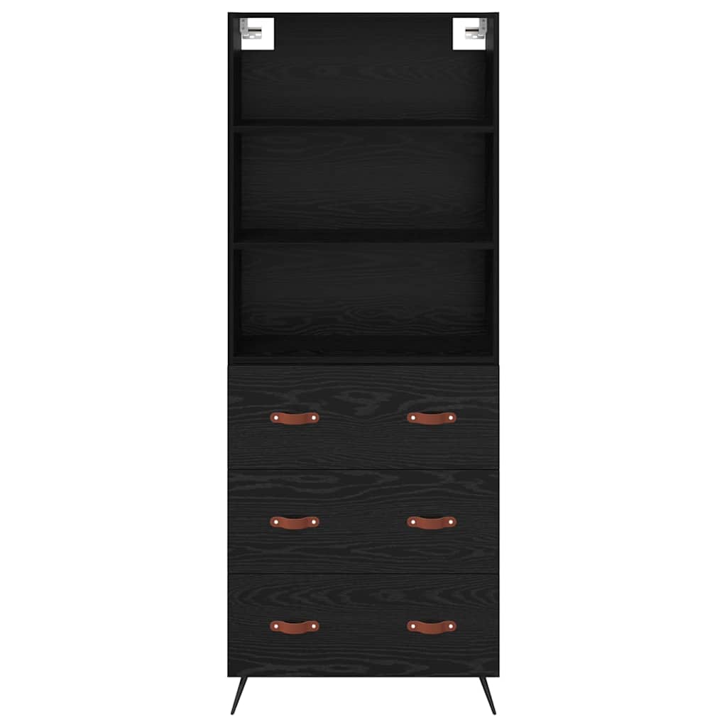 vidaXL Highboard Μαύρη δρυς 69,5 x 34 x 180 εκ. Επεξεργασμένο ξύλο