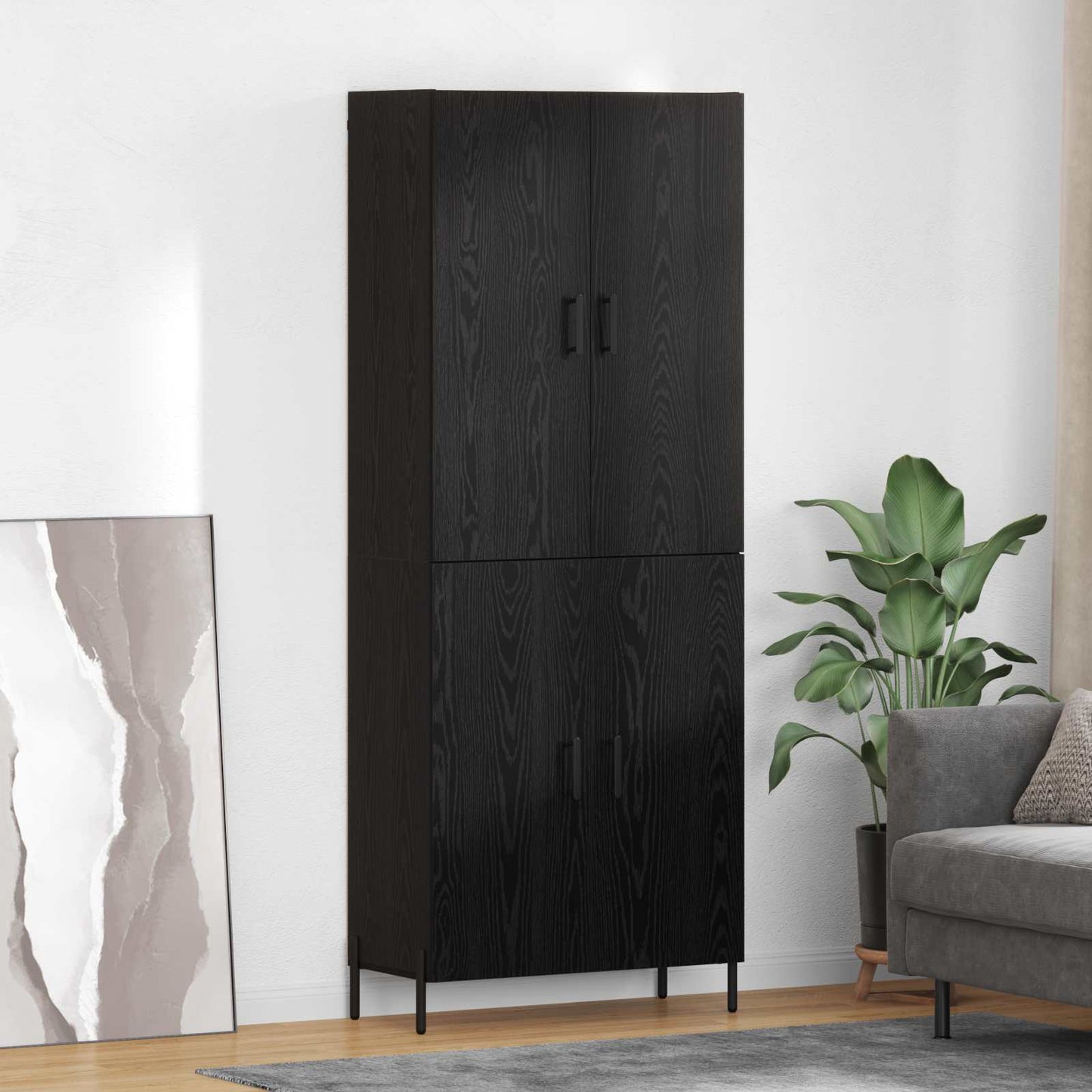 vidaXL Highboard Μαύρη Οξυά 69,5 x 34 x 180 εκ. Επεξεργασμένο ξύλο