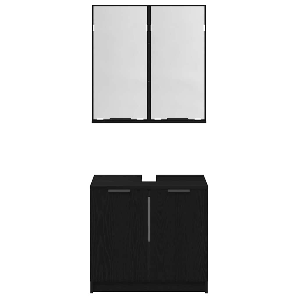 vidaXL Σετ Ντουλαπιών Μπάνιου 2 pcs Μαύρη Οξυά Επεξεργασμένο ξύλο