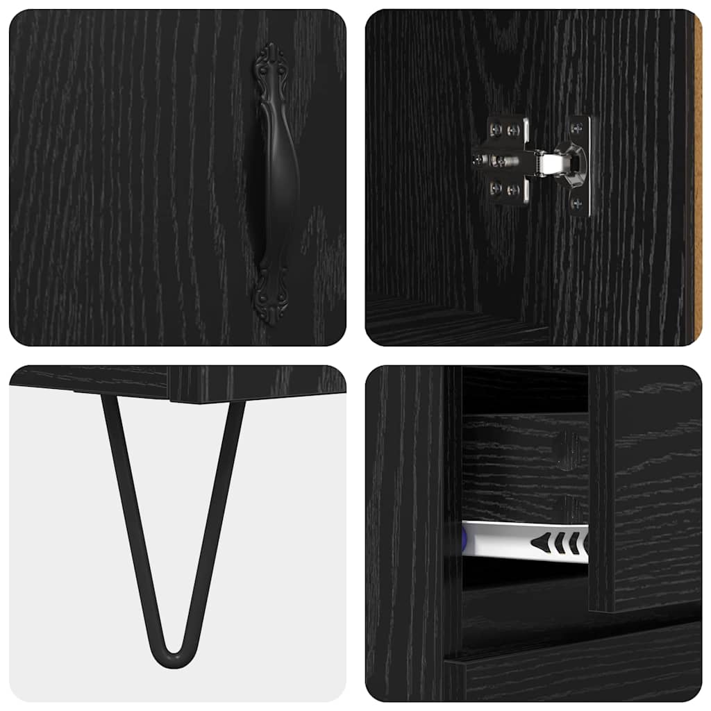 vidaXL Highboard Μαύρη Οξυά 69,5 x 34 x 180 εκ. Επεξεργασμένο ξύλο