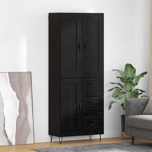 vidaXL Highboard Μαύρη Οξυά 69,5 x 34 x 180 εκ. Επεξεργασμένο ξύλο